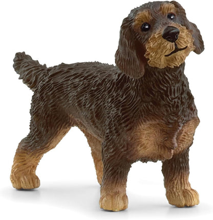 Schleich 13972 FARM WORLD Boneco Dachshund de Pelo Duro para maiores de 3 anos, Preto