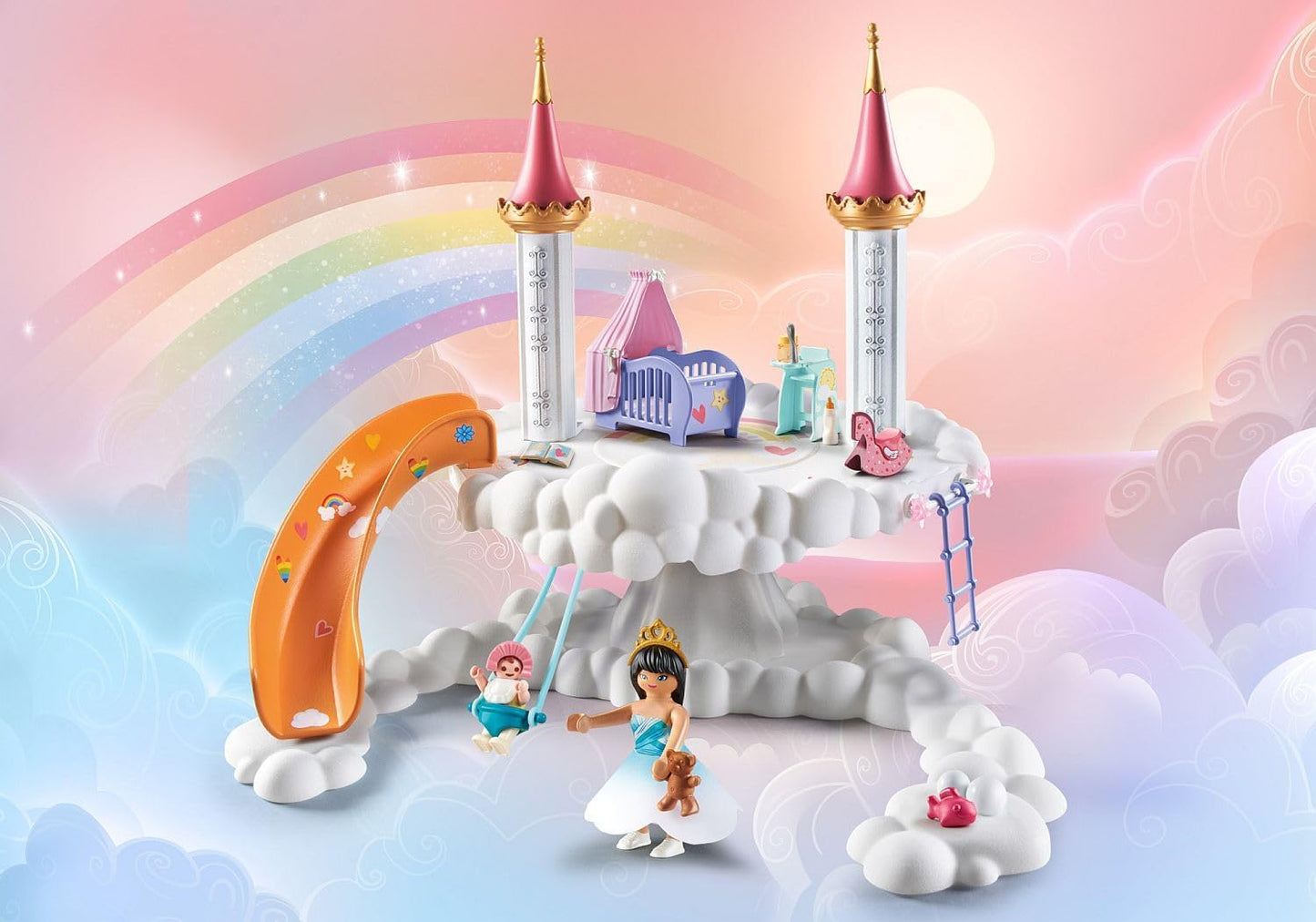 Playmobil 71360 Habitación para Bebé Arcoíris en las Nubes, Mundo Mágico de Cuento de Hadas, Juego de Rol Divertido e Imaginativo, Juegos Adecuados para Niños a Partir de 4 Años