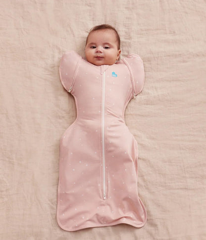 Love To Dream™ Saco de Transição Swaddle UP™, Médio 6–8,5 kg – Rosa Claro | Ajuste Perfeito com Abas Removíveis | 1.0 Tog Ideal para Primavera e Verão (20–24°C) | Algodão Lavável à Máquina e Zíper Duplo