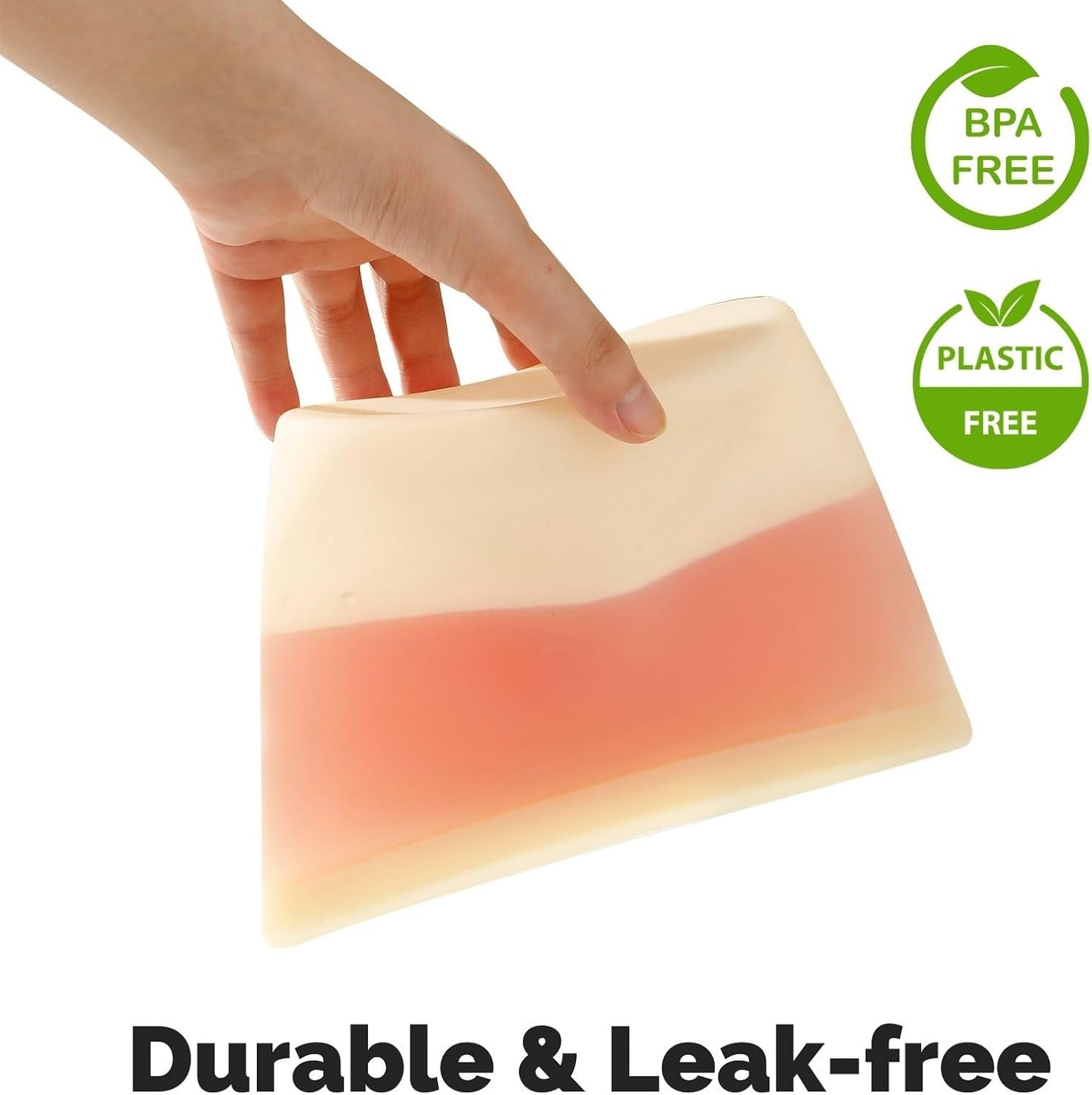 PandaEar Conjunto de 4 Sacos de Silicone Reutilizáveis para Armazenamento de Alimentos, Sacos para Congelador à Prova de Vazamentos, Podem Ser Usados no Micro-ondas e na Lava-louças, Ideais para Preparar Refeições,