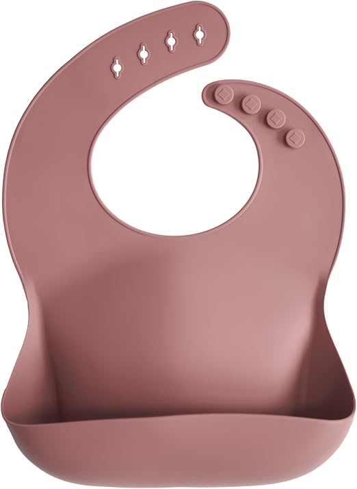 Mushie Babador de Silicone Baby | Babadores Impermeáveis com Ajuste Perfeito | Babadores Fáceis de Limpar para Alimentação do Bebê | 4 Tamanhos Ajustáveis com Bolsos Frontais Fundos | 100% Livre de BPA e Ftalatos