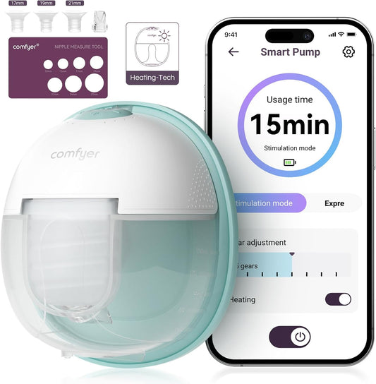 Bomba tira-leite elétrica portátil com as mãos livres para a boca do bebê, flange selada com 3 tipos de 17, bomba tira-leite aquecida mais confortável com as mãos livres, tecnologia de aquecimento líder do setor, base de carregamento magnética inovadora
