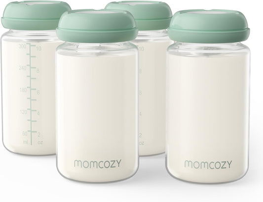 Momcozy Mamadeira Natural, Recipiente para Leite Materno de 300ml com Gargalo Largo, Garrafa para Armazenar Leite Materno na Geladeira e Bolsa Térmica para Leite Materno Momcozy, Garrafas Coletoras de Leite sem BPA,