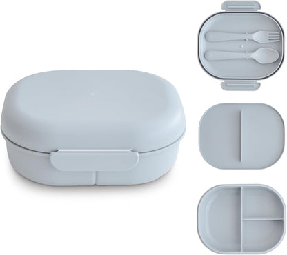 Mushie Lancheira | Lancheira infantil para jardim de infância e escola | Divisórias e compartimentos com tampas com trava | Inclui 1 conjunto de talheres (garfo e colher) | (Nuvem)