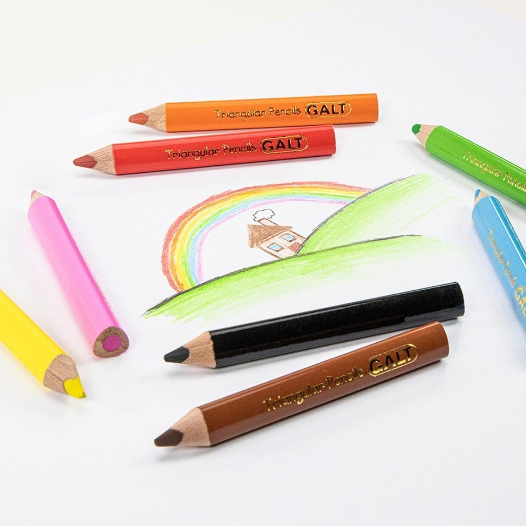 Galt Toys, 8 lápis triangulares, lápis triangulares para crianças a partir de 3 anos