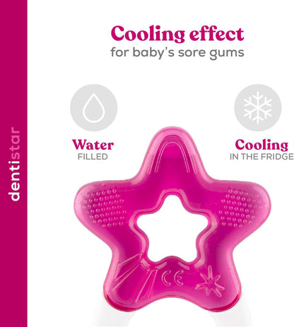 Dentistar Cool Teething Star Teething Baby Toy para bebês de 3 meses ou mais, anel de dentição de silicone macio para dente