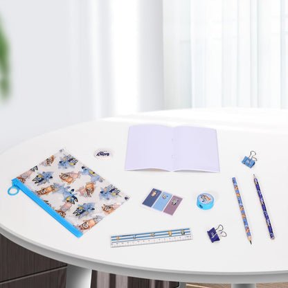 Bluey  9 peças transparente preenchido lápis estojo conjunto de papelaria à prova d'água meninos meninas crianças crianças escola viagem exame