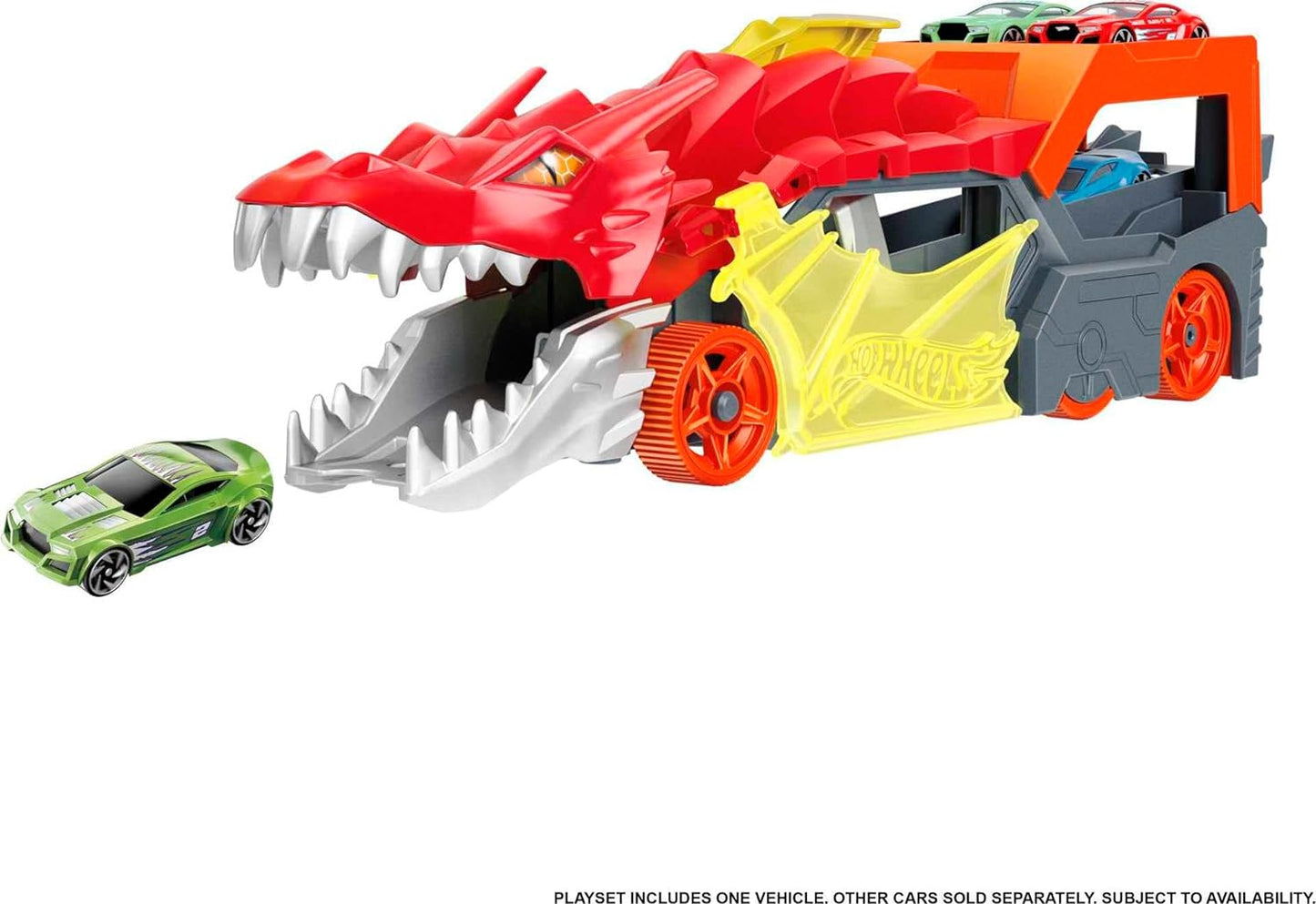 Mattel-Conjunto de jogos de transporte de lançamento de dragão Hot Wheels