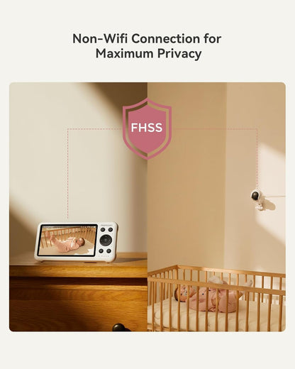 Momcozy Monitor de Bebê BM04 com Câmera, Compatível com Aplicativo, Monitor Inteligente para Bebês com Wi-Fi, Câmera e Áudio, Alerta de Movimento em Tempo Real, Monitor 1080P com Suporte de Parede, Fácil de Emparelhar (Compatível com BM04)