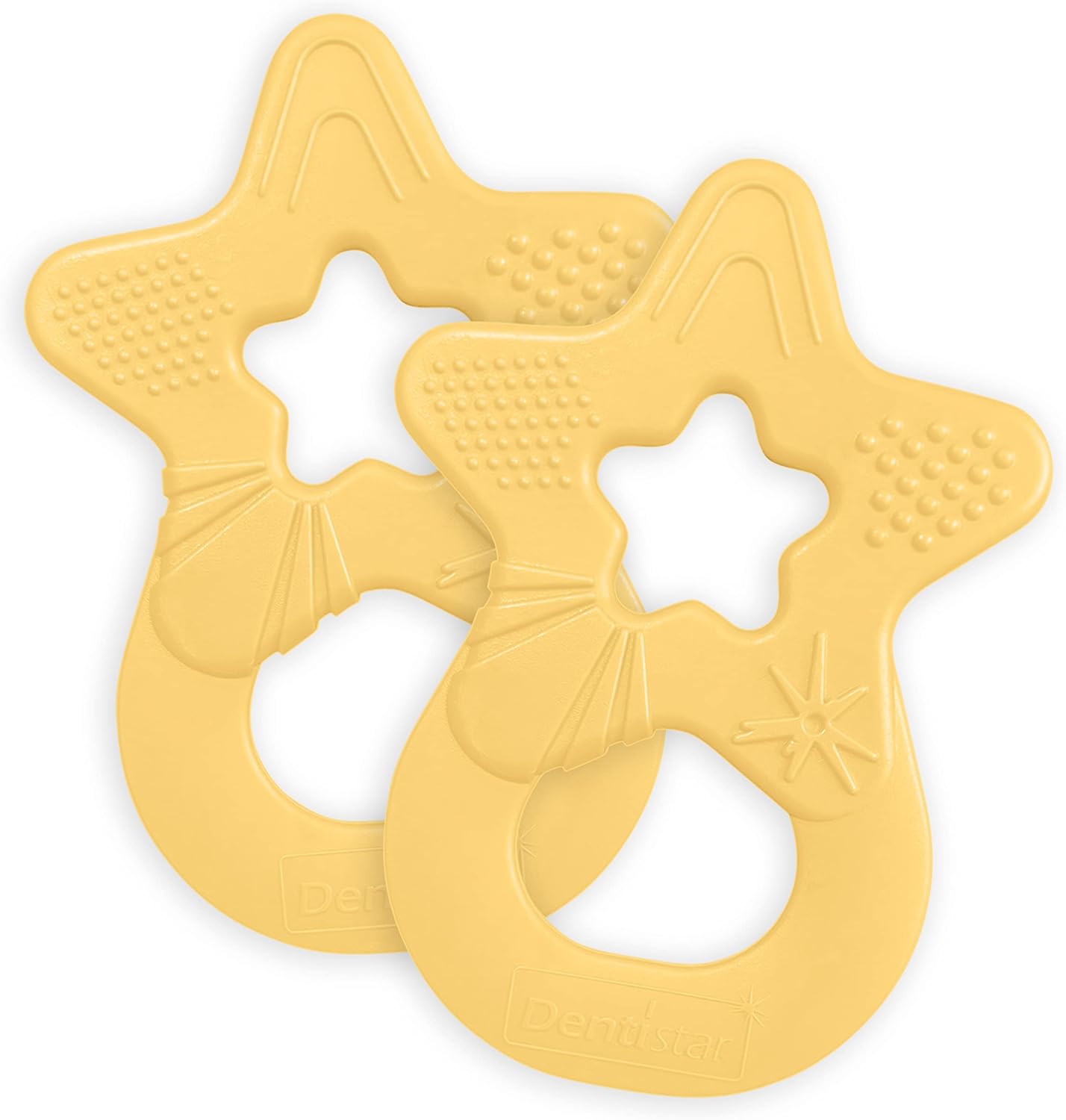 Dentistar Star Teether Pacote de 2, brinquedo de dentição para bebês com mais de 3 meses, anel de dentição de bebê de silicone macio para alívio da dor nos dentes e gengivas