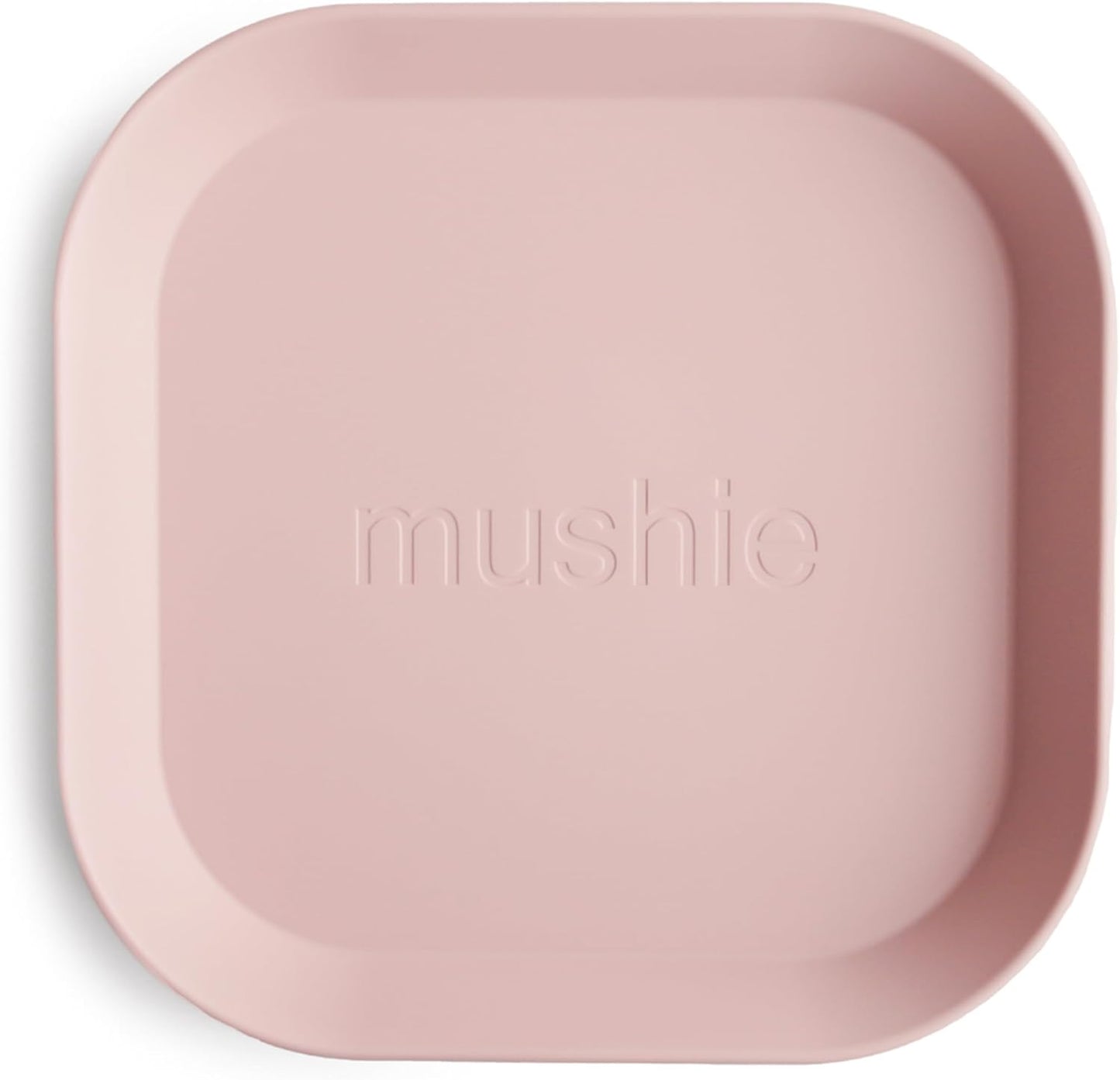 Mushie Dinnerware Plates for Kids | Tableware Set of 2 | Reusable BPA Free | Dishwasher & Microwave Safe | Made in Denmark | Square (Blush)