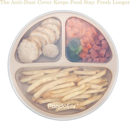 PandaEar Conjunto de 3 Pratos de Silicone com Ventosa para Introdução Alimentar do Bebê, com Tampas e Divisórias