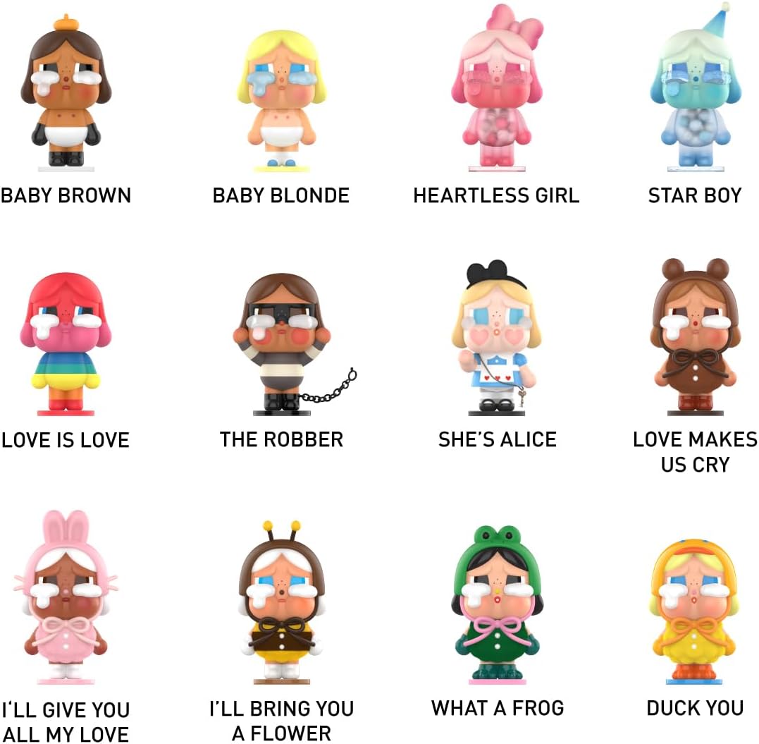 POP MART CRYBABY Crying Again Series Conjunto completo de bonecos de ação de 2,5 polegadas, brinquedo artístico chique, personagem articulado, design premium, presentes para mulheres, colecionáveis favoritos dos fãs