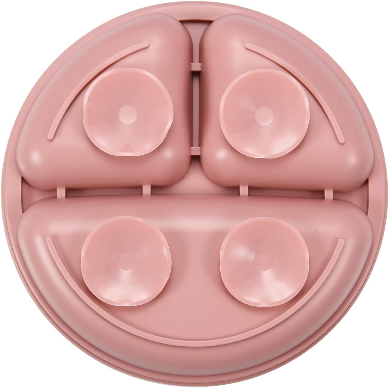 PandaEar Conjunto de 3 pratos de silicone para bebês , com ventosa, divididos, para introdução alimentar e refeições, livres de BPA (rosa, linho, rosa claro)