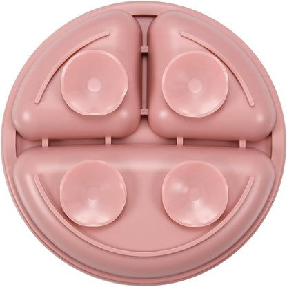 PandaEar Conjunto de 3 pratos de silicone para bebês , com ventosa, divididos, para introdução alimentar e refeições, livres de BPA (rosa, linho, rosa claro)