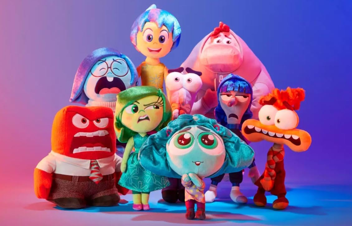 Disney Store Brinquedo macio oficial da tristeza, Inside Out 2, 28 cm/11”, figura de personagem de pelúcia pequena e fofinha para crianças, adequada para idades de 0+