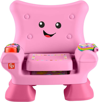 Cadeira de atividades Fisher-Price Laugh & Learn Smart Stages, rosa, com música, luzes e atividades para crianças a partir de 1 ano, versão multilíngue: inglês, francês e alemão, JFF07