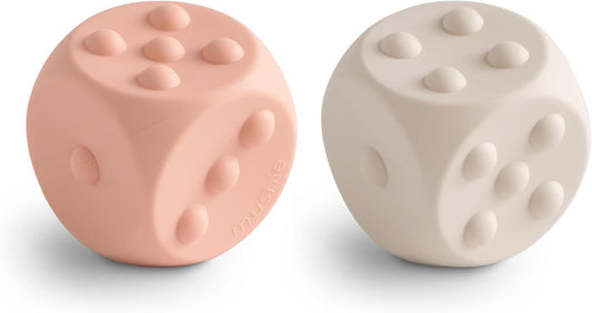 Mushie Brinquedo Sensorial Dice Press (Pacote com 2) | Brinquedo Sensorial para Apertar e Estourar | Desenvolvimento da Coordenação Motora Fina | Ensina Aritmética Simples | 100% Silicone de Qualidade Alimentar