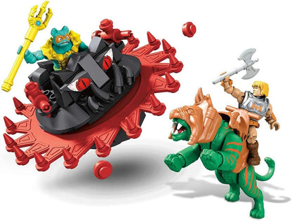 Mega Construx Masters of the Universe: Battle Cat vs. Roton – Battle Cat autêntico e totalmente articulado para montar, com sela para a figura.