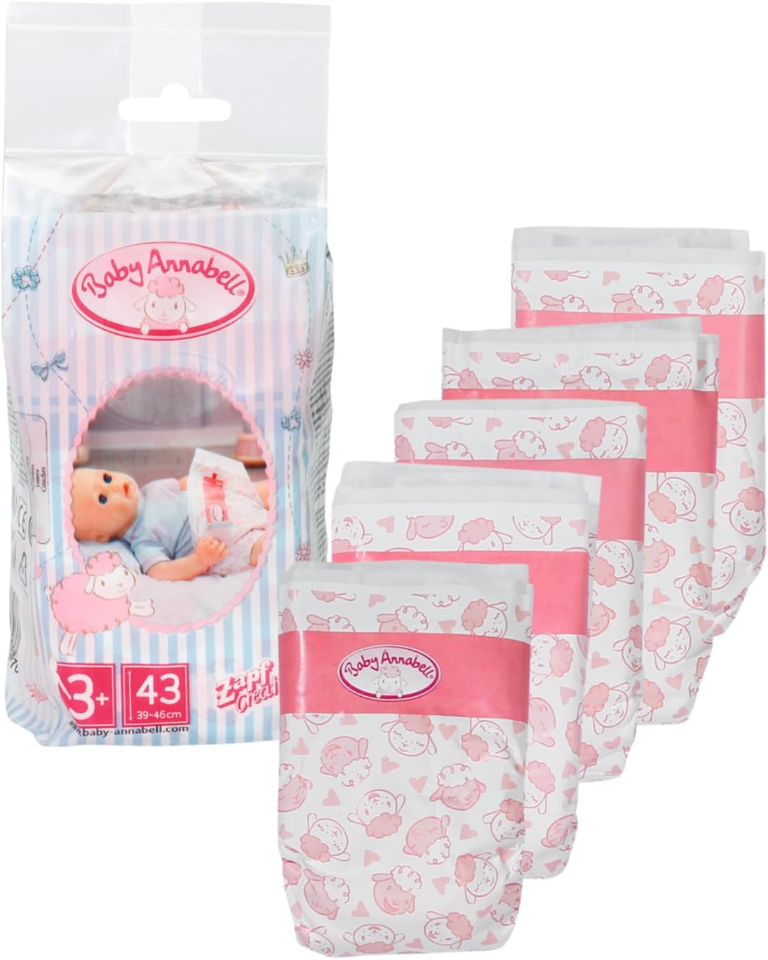 Baby Annabell Fraldas, Multicoloridas, Tamanho Pequeno, Pacote com 5