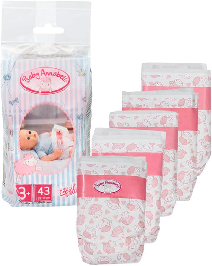 Baby Annabell Fraldas, Multicoloridas, Tamanho Pequeno, Pacote com 5