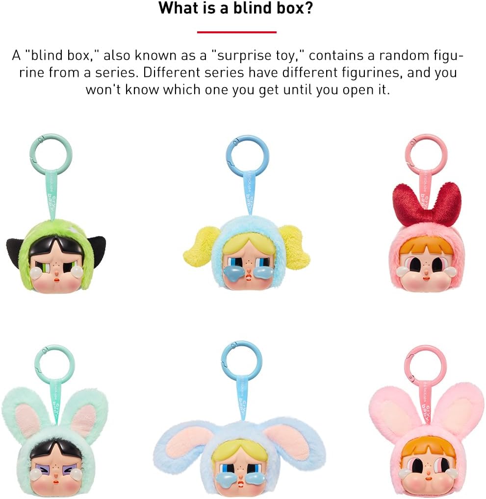 POP MART CRYBABY × Série Meninas Superpoderosas - Conjunto completo de pelúcia de vinil com rosto de 2,5 polegadas, boneco de ação, brinquedo artístico, personagem articulado, colecionável favorito dos fãs