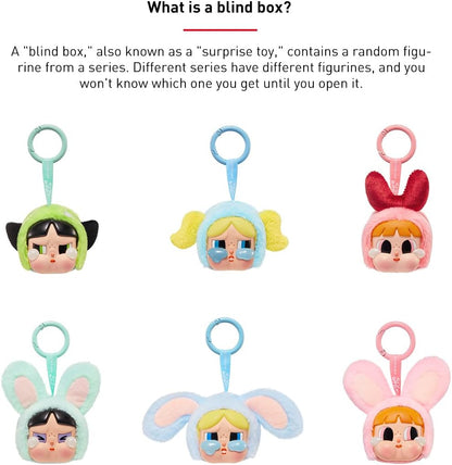 POP MART CRYBABY × Série Meninas Superpoderosas - Conjunto completo de pelúcia de vinil com rosto de 2,5 polegadas, boneco de ação, brinquedo artístico, personagem articulado, colecionável favorito dos fãs