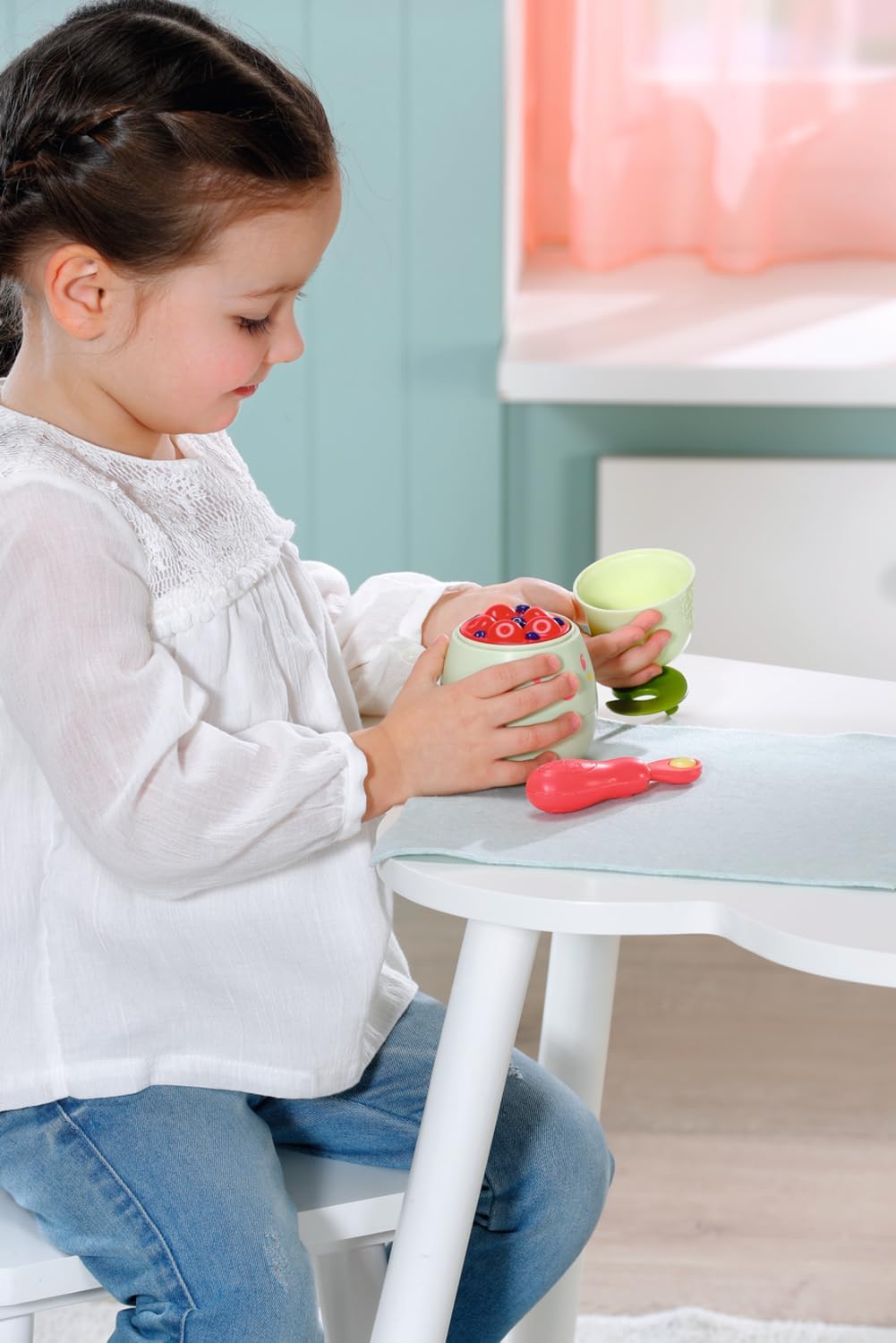 Conjunto para Almoço Baby Annabell 707494 - Lancheira em formato de pera para bebês Baby Annabell de 36 cm e 43 cm - Requer 3 pilhas LRAA (inclusas) - Indicado para crianças a partir de 3 anos