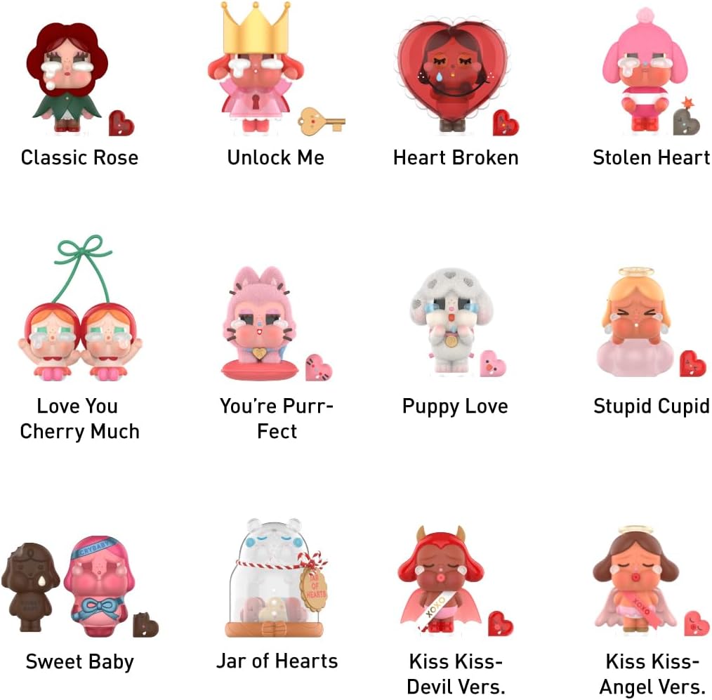POP MART CRYBABY Crying For Love Series Conjunto completo de design premium, presentes para mulheres, boneco de ação colecionável favorito dos fãs
