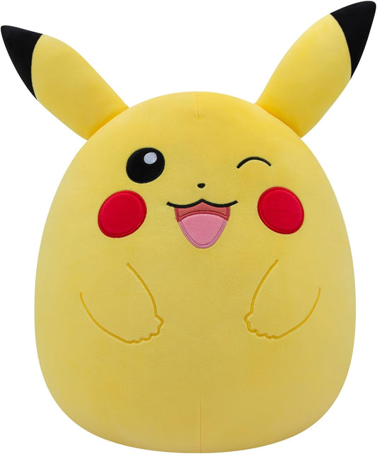 Squishmallows Pokémon original de 14 polegadas piscando Pikachu de pelúcia ultramacia de tamanho médio