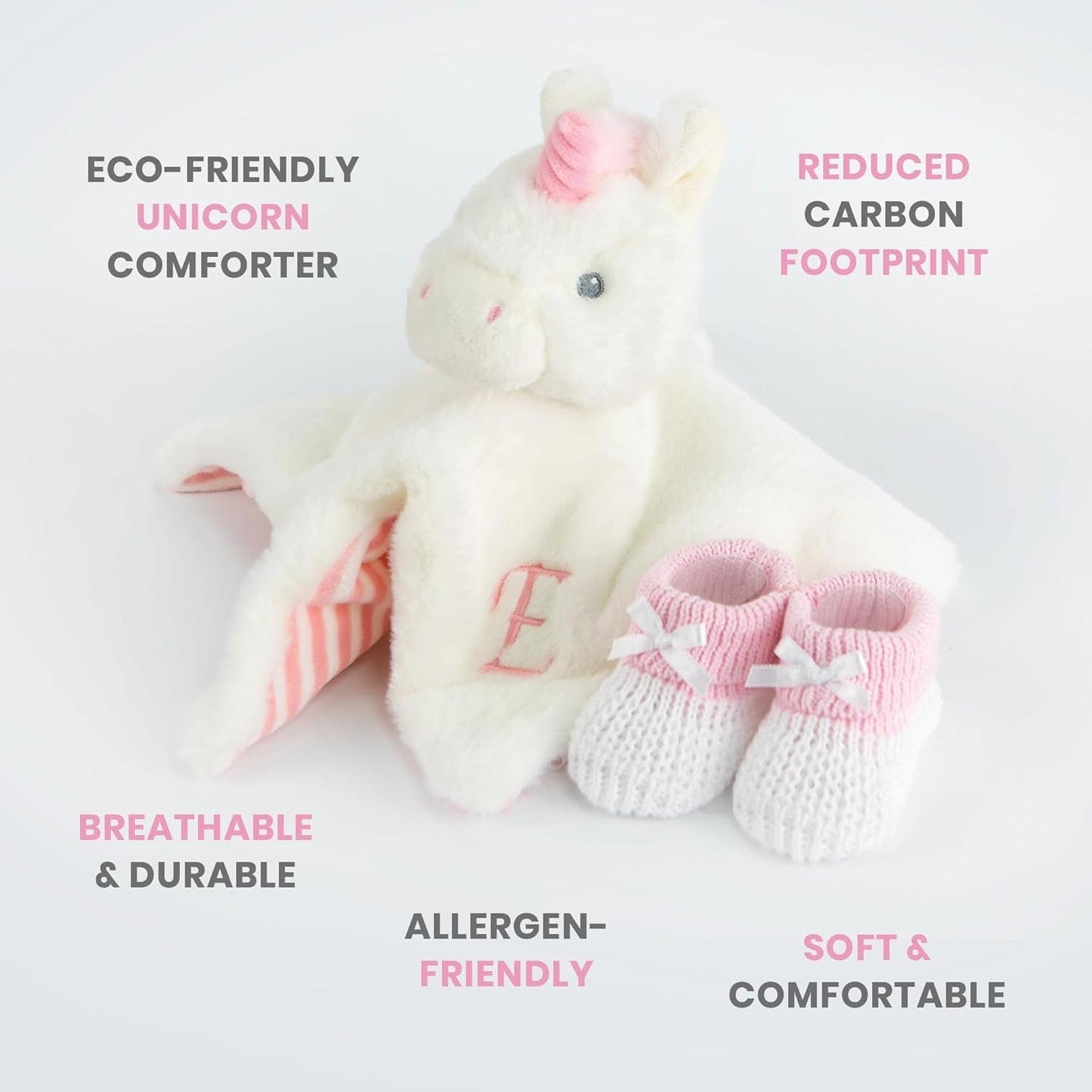 Baby Box Shop - Presentes personalizados para bebês - Cobertor de bebê personalizado e edredom de bebê zebra personalizado com botinhas de algodão cinza e branco, ideais para presentes de batizado