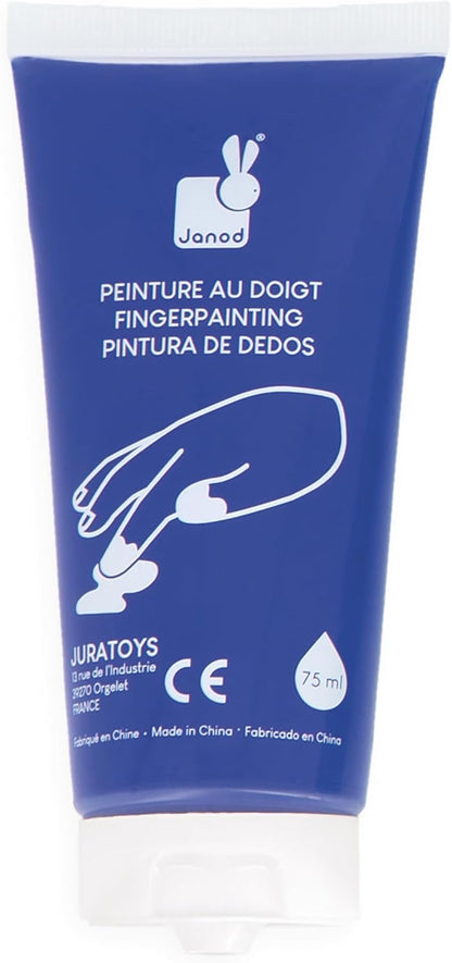 Janod - Pincéis - 4 tamanhos diferentes - Pincéis, Janod - Tintas para dedos para bebês a partir de 1 ano, Janod - Paleta de tinta à base de água - 12 almofadas e pincel, Janod - Avental de pintura infantil a partir de 18 meses