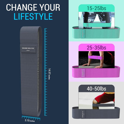 Desire Deluxe Conjunto de faixas de resistência para homens e mulheres, pacote de exercícios premium com 3 níveis de resistência diferentes, faixas de loops para casa, academia, exercícios longos - ótimo equipamento de fitness para treinamento,