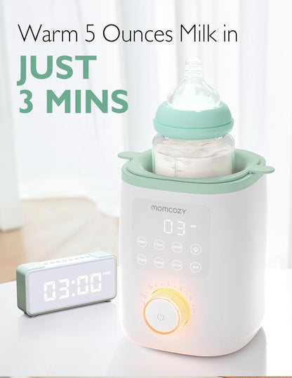 Momcozy Aquecedor de Mamadeiras para Leite Materno, Fórmula e Papinha, Aquecimento Rápido | Preservação Máxima de Nutrientes, Luz Noturna para Amamentação, Fácil de Usar com um Toque, Presente Essencial para Recém-nascidos e Mamães