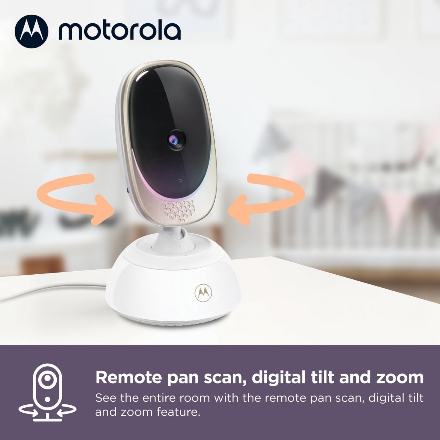 Motorola Nursery Monitor para bebês VM85 Connect com câmera – Wi-Fi e aplicativo para celular, tela de 5”, visão noturna, panorâmica/inclinação, comunicação bidirecional, canções de ninar