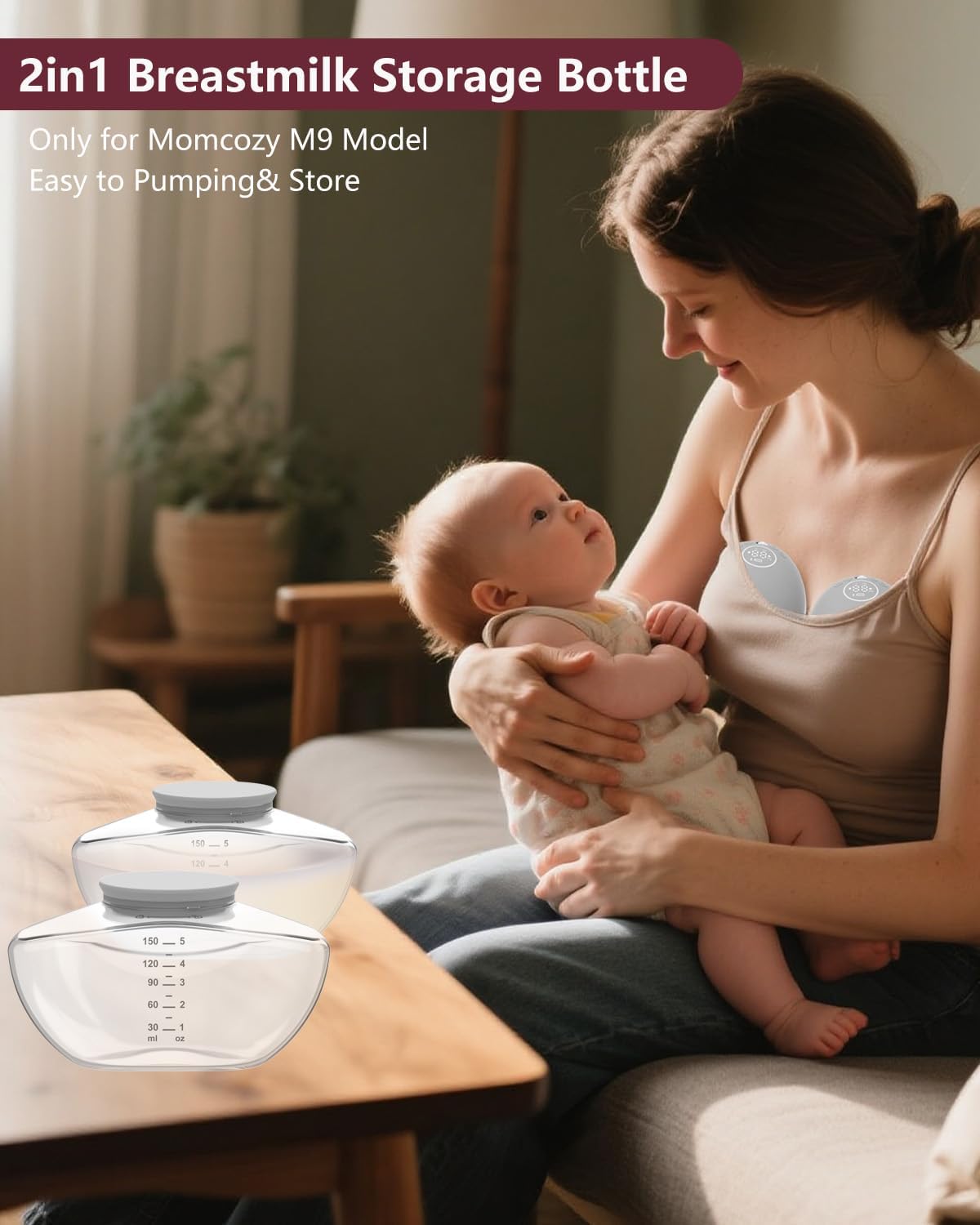 Momcozy Kit de acessórios de reposição para bomba tira-leite M9, incluindo válvula, diafragma, flange de 24 mm e coletor (cinza - frasco * 2 unidades).