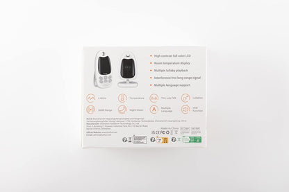 BOIFUN Monitor de vídeo para bebês com câmera, sem WiFi, modo ECO VOX, visão noturna, bateria, áudio bidirecional, 8 canções de ninar, lembrete de alimentação, temperatura inteligente, tela de 2 polegadas para bebês/idosos/animais