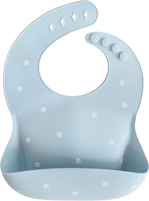 Mushie Babador de Silicone para Bebê | Babadores Impermeáveis com Ajuste Perfeito | Babadores Fáceis de Limpar para Alimentação do Bebê | 4 Tamanhos Ajustáveis com Bolsos Frontais Fundos | 100% Livre de BPA e Ftalatos
