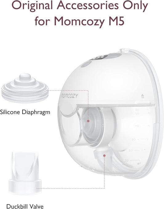 Momcozy Válvulas bico de pato e diafragma de silicone compatíveis com Momcozy M5. Acessórios originais de substituição para bomba tira leite Momcozy M5, 1 pacote