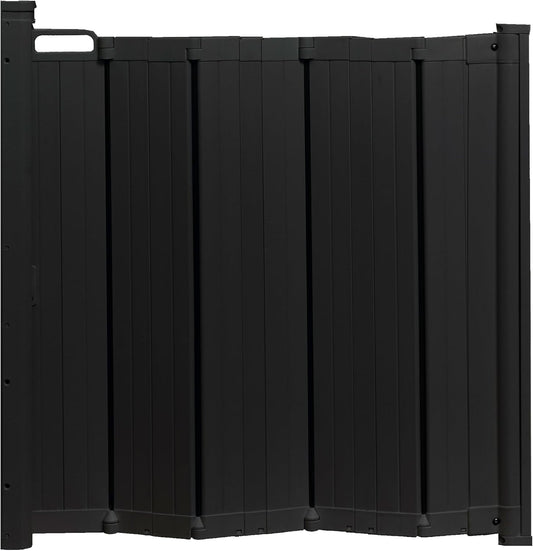 BabyDan Guard Me, Puerta de escalera retráctil automática, Se adapta a aberturas de entre 55 y 89 cm/21,7-35 pulgadas, Negro, Fabricado en Dinamarca - Puerta para bebés/puerta de seguridad (puerta para mascotas/puerta para perros)