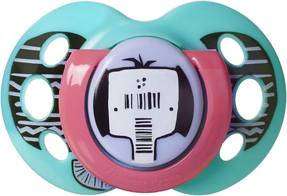 Tommee Tippee Chupetas Fun Style, design ortodôntico simétrico, silicone sem BPA, 18-36 m, pacote de 2 manequins, as cores podem variar
