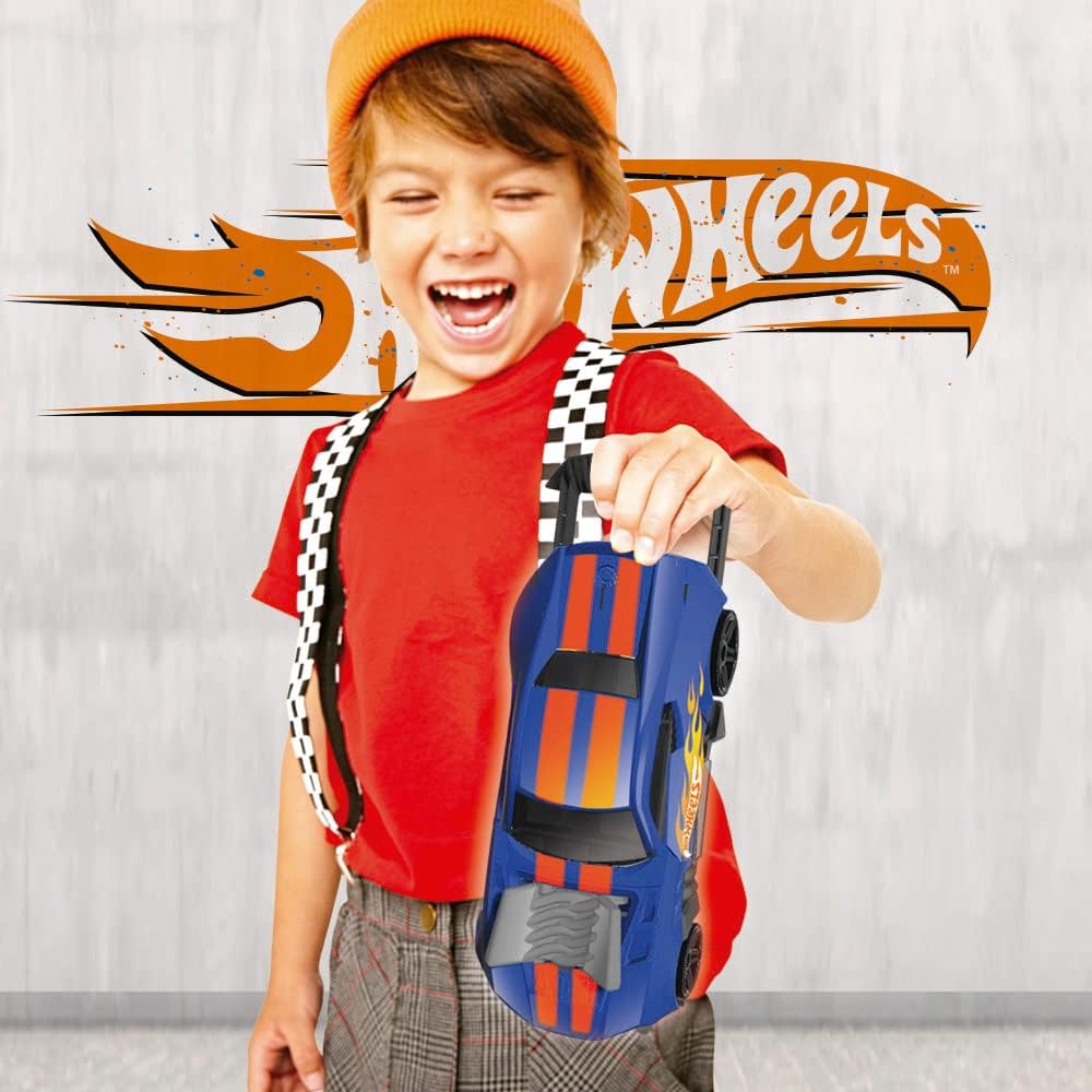 Hot Wheels Estojo para guardar carrinhos 2 em 1, modelo Race N' Haul, com rodas livres e alça retrátil - Armazena até 15 carrinhos (carrinhos não inclusos).