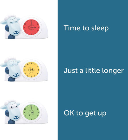 ZAZU Relógio Sam the Lamb - Relógio para treinamento de sono e luz noturna para crianças | Despertador iluminado | Ajuda a ensinar seu filho quando acordar com indicadores visuais | Brilho Ajustável | Desligamento automático