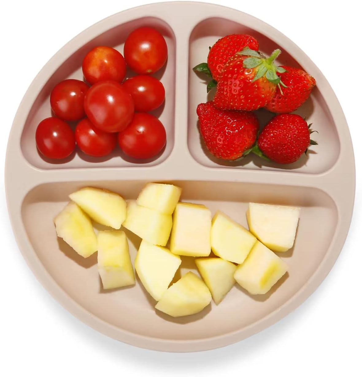 PandaEar Conjunto de 3 Pratos de Silicone com Ventosa para Bebês e Crianças Pequenas que Inclinam a Alimentar-se Sozinhas. Pratos Divididos e Fixos para Desmame, Ideais para Cadeirões de Alimentação.