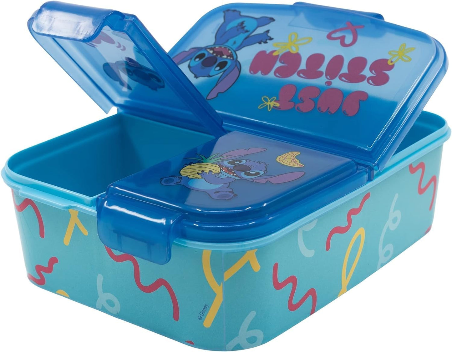 Lancheira Escolar Stitch Lunchbox Kids Personagem 3 Compartimentos Sanduíche Lancheira Escola Plástico Reutilizável