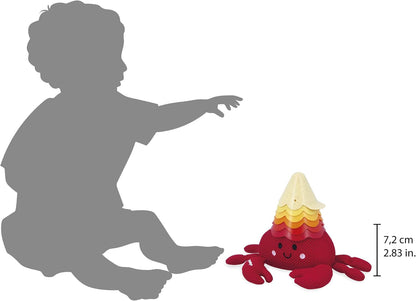 Janod - Brinquedo de banho em forma de caranguejo eremita com copos de canudo de trigo - 6 copos - Diversão aquática para bebês - A partir de 10 meses - J04734