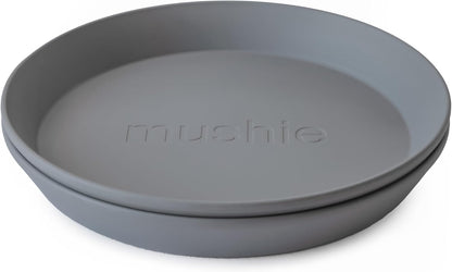 Mushie Pratos para Crianças | Conjunto de 2 Peças | Reutilizáveis e Livres de BPA | Podem ser Lavados na Lava-louças e Usados no Micro-ondas | Fabricados na Dinamarca | Redondos (Fumê)