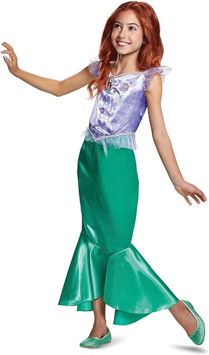 DISGUISE  Fantasia oficial clássica de Ariel da Disney, fantasia de pequena sereia infantil, vestido de sereia para meninas, fantasia de Ariel para meninas, roupa de peixe, fantasias do Dia Mundial do Livro para meninas