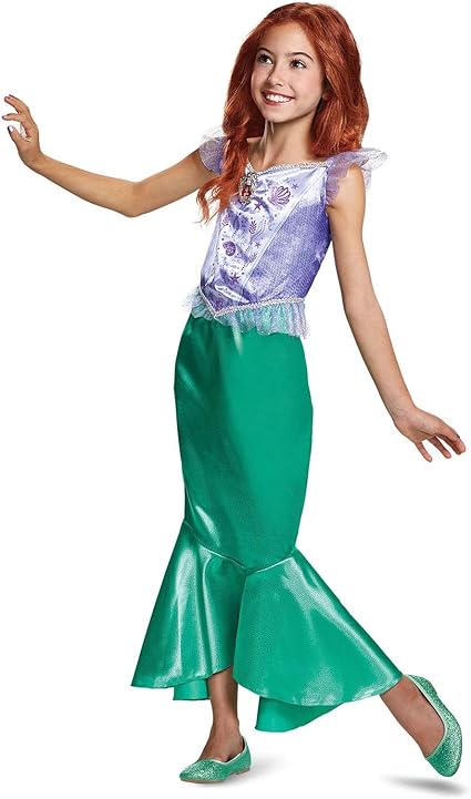 DISGUISE Disfraz Oficial Clásico de Disney Ariel, Disfraz de Sirenita Infantil, Vestido de Sirena para Niña, Disfraz de Ariel para Niña, Traje de Pez, Disfraces del Día Mundial del Libro para Niña