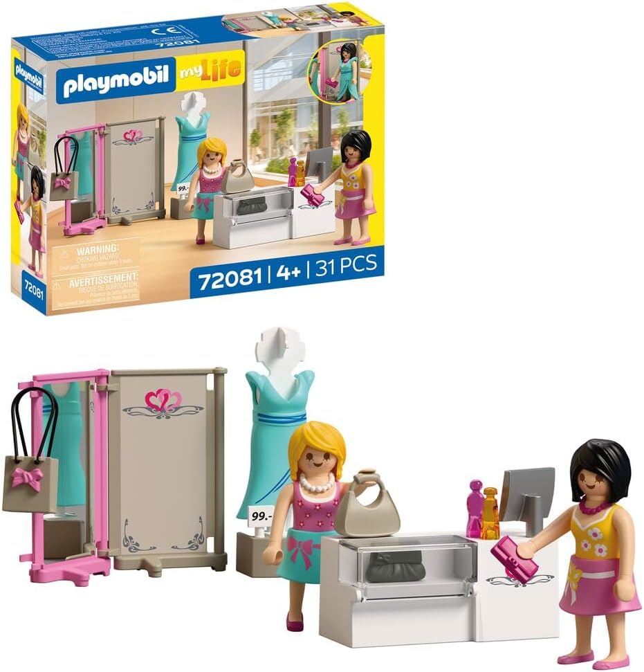Playmobil MyLife Boutique de Moda, 2 figuras com manequim e balcão de atendimento, estimula a criatividade, brinquedo infantil para crianças a partir de 4 anos, 72081